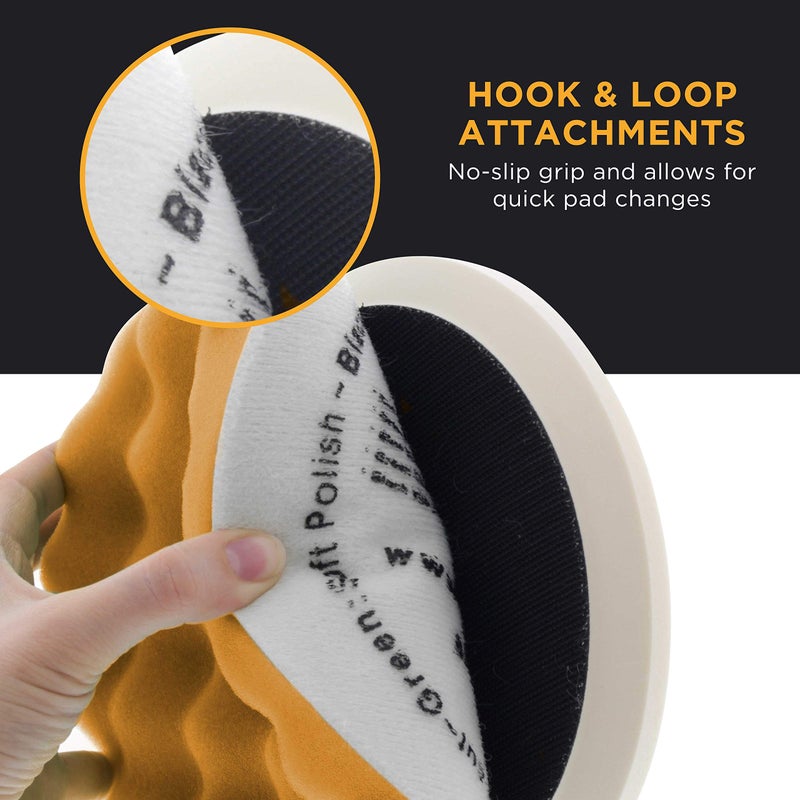 TCP Global 8" Orange Waffle Foam Buffing Pad Hook and Loop Backing - Coarse Buffing Pad for Polishing, Automotive, Marine, Truck, RV & Compound Cutting, Car Polishing Pads - Image 4